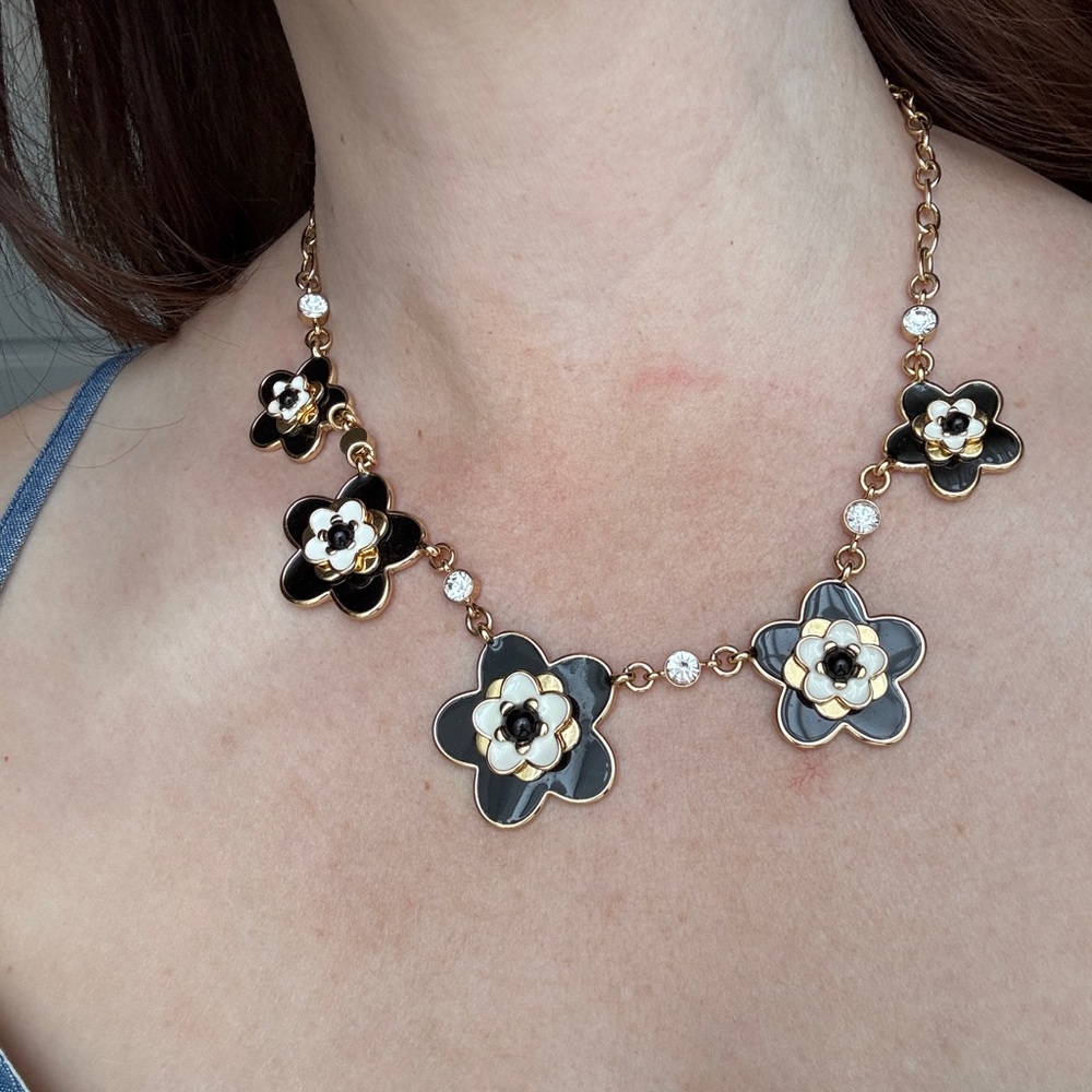 Kate Spade Black and Gold Floral Necklace